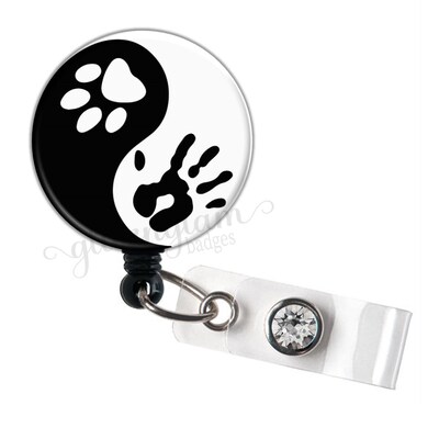 Paw Love Badge Holder, Pet Love Retractable ID Badge Reel, Cute Badge Holder, Paw Retractable Badge Card Holder - GG2207 - image1